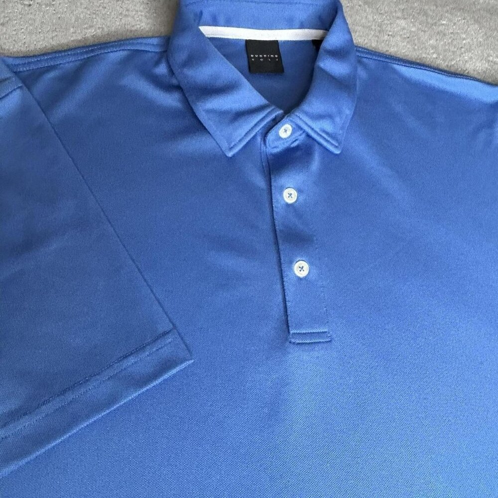 Dunning Polo Shirt Mens XL Blue Solid Short Sleeve Golf Performance Stretch